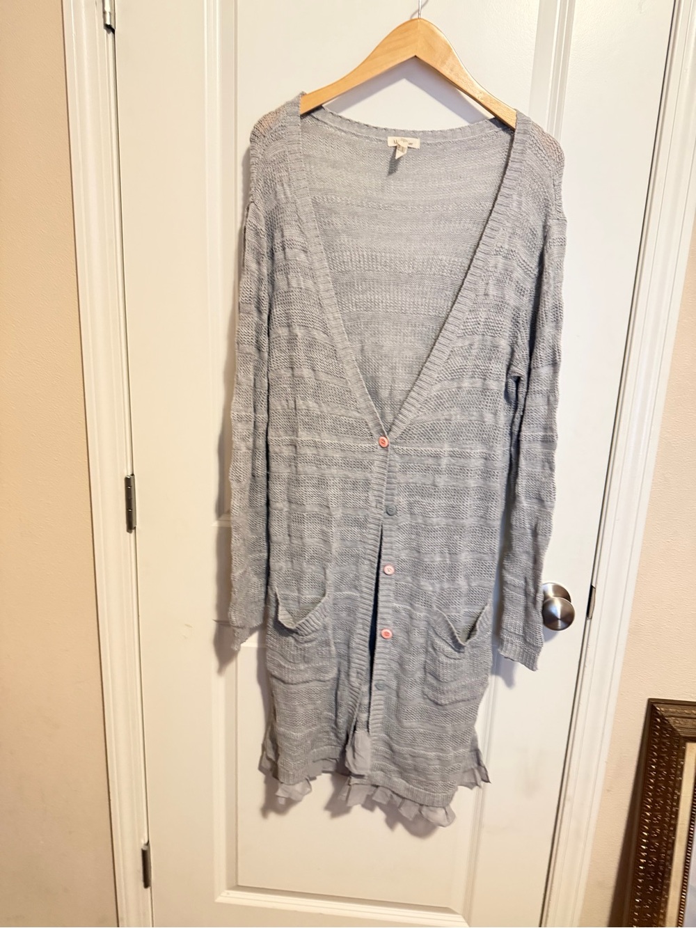 Matilda Jane Light Gray Long Open Knit Cardigan